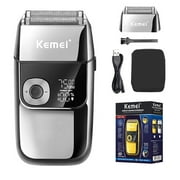 KEMEI Mens Two Floating Blades Reciprocating Shaver with LCD Display, KM-2028 Silver
