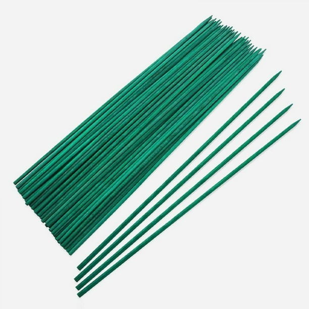 50 Pack Garden Wood Plant Stakes Green Bamboo Sticks, Sturdy Floral