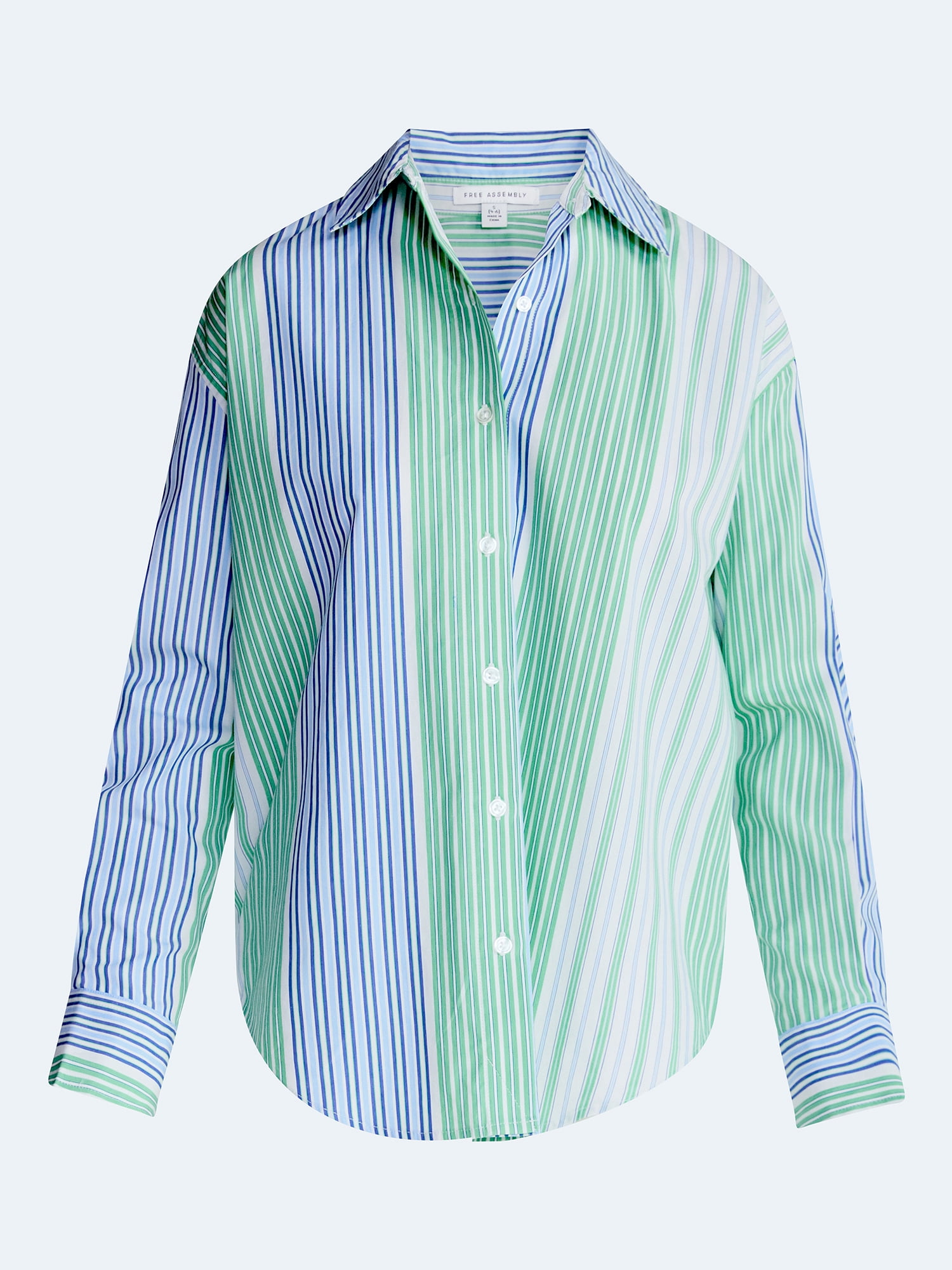 Free Assembly Women's and Women's Plus Relaxed Button Down Cotton Shirt with Long Sleeves, Sizes XS-4X