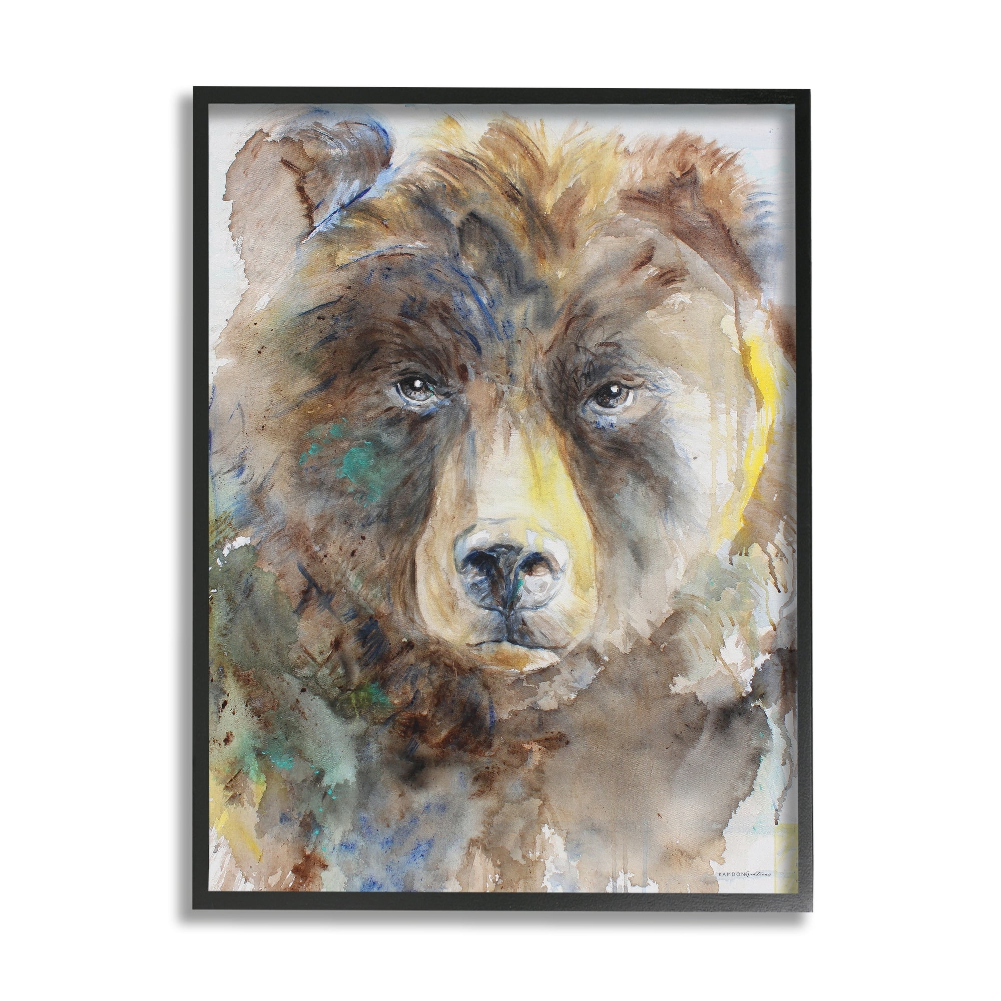 Stupell Industries Abstract Watercolor Brown Bear Portrait Wild Forest Animal, 16 x 20, Design by Kamdon Kreations