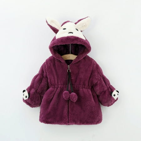 

Special Offers Juebong Toddler Girls Solid Color Thicken Plush Cute Flowers Rabbit Ears Winter Hoodie Thick Coat Cloak Purple 9-12 Months