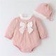 thumbnail image 2 of Gibobby Mamelucos para bebe niño polar Bebés recién nacidos niñas pajarita sólido primavera invierno manga larga mono sombrero ropa(Rosa, 12-18 Meses), 2 of 3