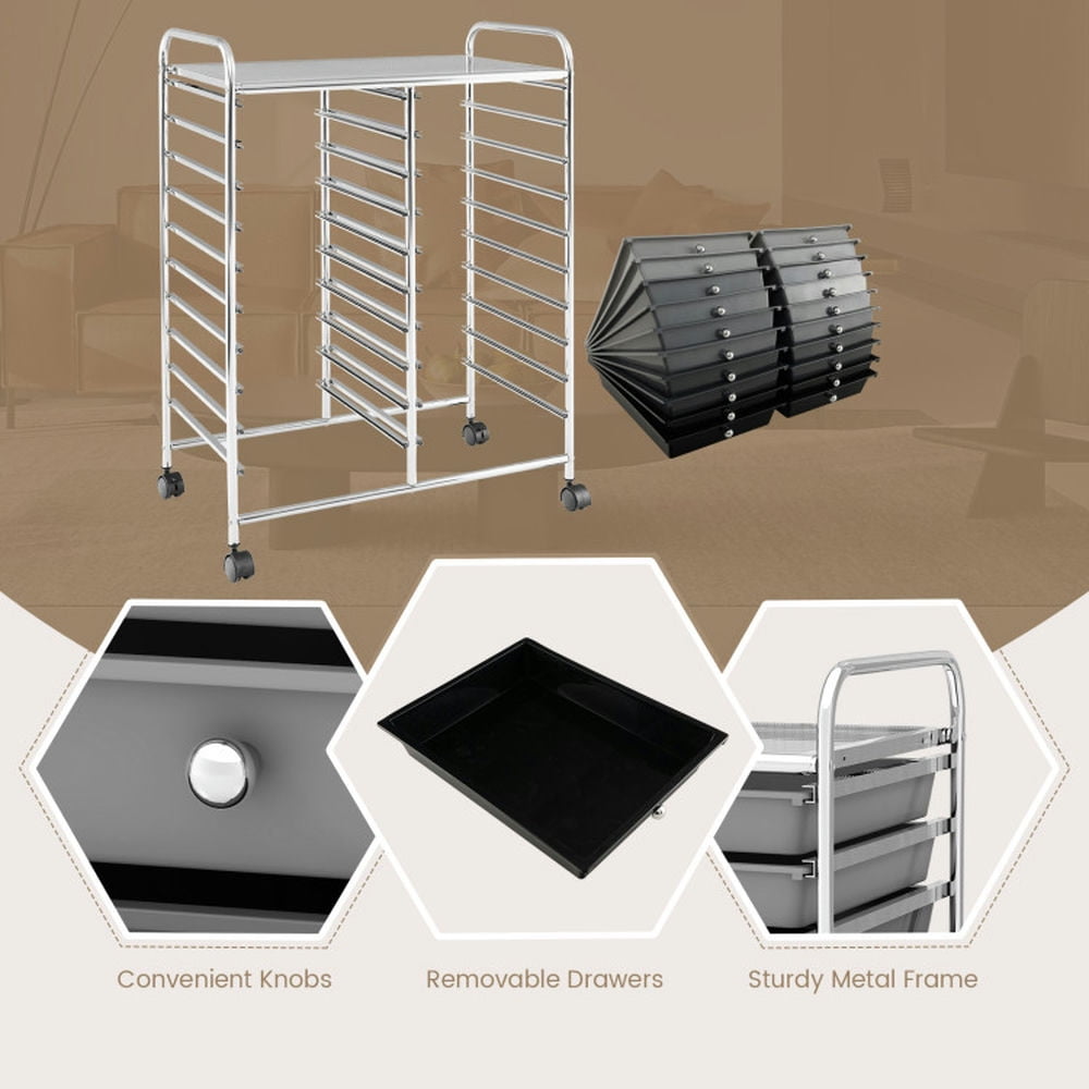Demi Bonn 20 Drawers Storage Rolling Cart Studio Organizer with 4 Universal Casters, Gradient Gray