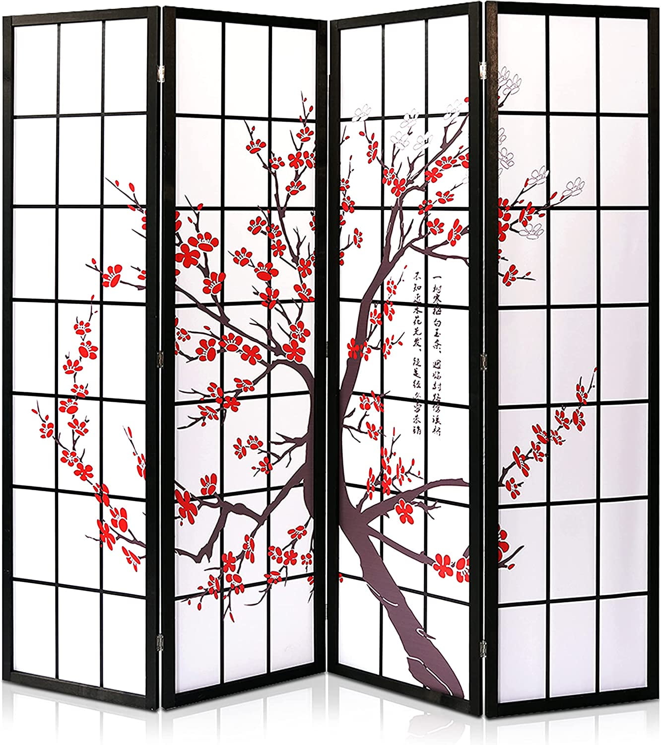 SHMAMT Classic Japanese Screen Room Divider Portable Freestanding