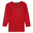 thumbnail image 2 of Blusa de punto Karen Scott con ribete de ojales rojo grande Manga 3/4, 2 of 2