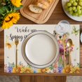 thumbnail image 4 of Spring Groundhog Placemats Set of 6, Watercolor Sunflower Botanical Rustic Placemats for Dining Table, Place Mats for Kitchen Tabletop, Waterproof Wipeable Dining Table Mats Set, 4 of 9