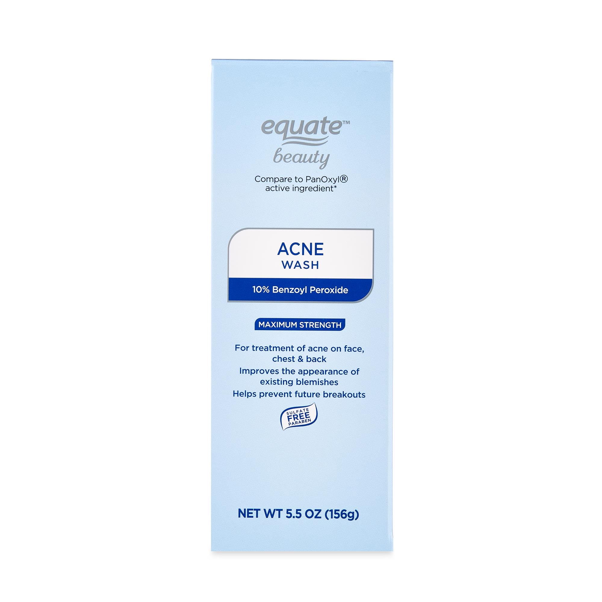 Equate Maximum Strength Acne Foaming Wash Face and Body Cleanser with 10% Benzoyl Peroxide, 5.5 oz
