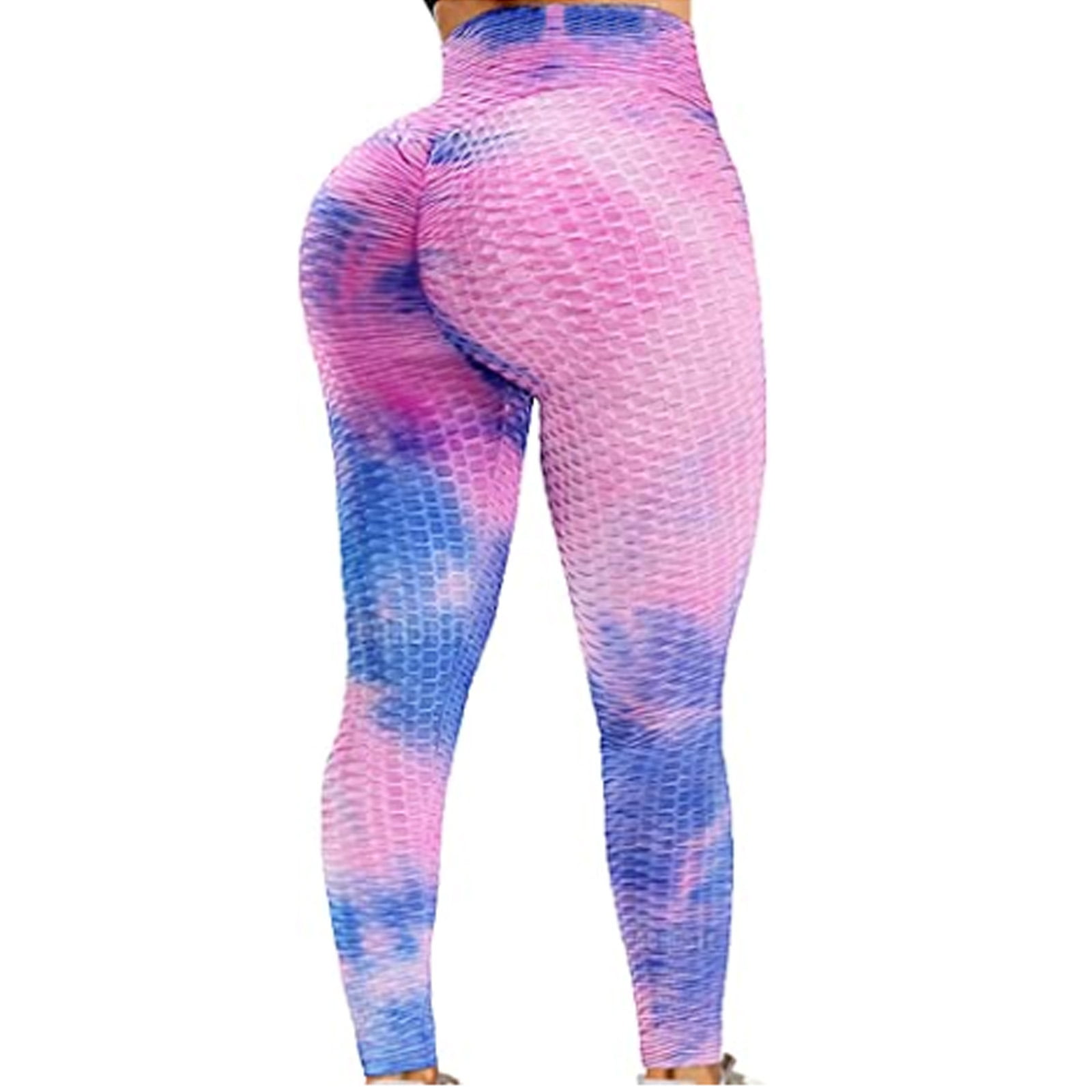 DUROFIT Women Tie Dye Honeycomb Cellulite Legging Multicolor Scrunch Ruched Butt Yoga Pants High Waist 