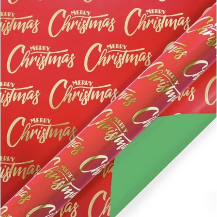 30in Reversible Merry Christmas Wrapping Paper