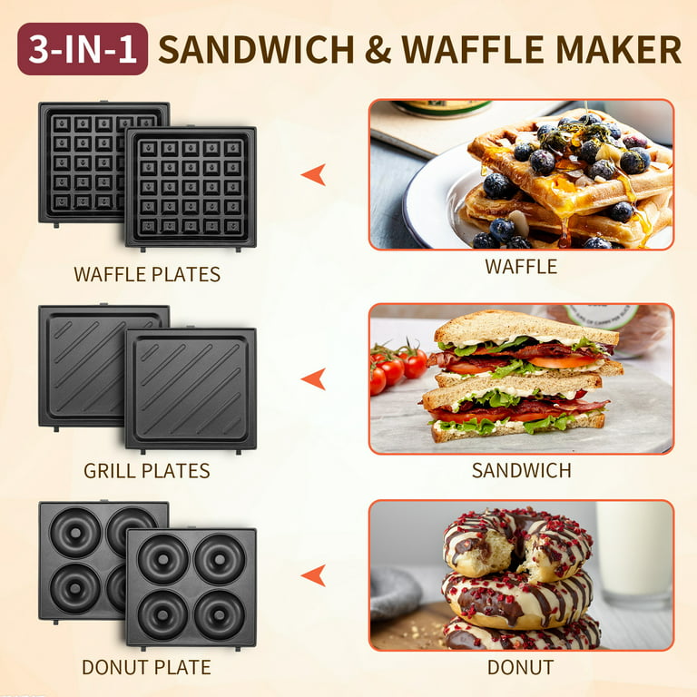 Sandwich Maker Us Plug 3-in-1 Mini-donuts Maker, Mini-pie And