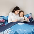 thumbnail image 4 of Manfei Night Fuji Lake Twin Comforter Sets for Teens, Cherry Moon Bedding Set, Blue Pink White, Navy Reversible 2 Pieces, 1 Comforter and 1 Pillowcase, 4 of 6