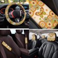 thumbnail image 4 of Qpednta Yellow Butterfly Floral 14 Pcs Auto Seat Cover Sets and Car Headrest Cover Cars Steering Wheel Cover Center Console Cover Seat Belt Pads Keychain Elastic Soft Suitable for Cars SUVs, 4 of 6