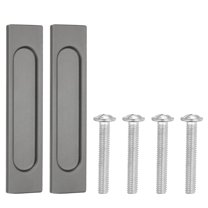 Uxcell Self-Stick Sliding Closet Door Handles 6" Aluminum Alloy Drawer Finger Pulls with Tape & Screw Grey 2Pcs