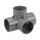 thumbnail image 1 of Conector de tubo de codo de 4 vías, grado de mobiliario, accesorios de esquina en forma de T de 1-1/2 pulgadas, color gris, 4 piezas, 1 of 3