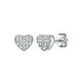 thumbnail image 1 of Pendientes de Botón de Corazón PROSTEEL Plata de Ley 925 Circonita Cúbica Regalo San Valentín, 1 of 7
