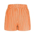 thumbnail image 6 of Costeam Womens Vertical Striped Casual Shorts Ruffled Smocked Elastic Waist Fake Front Button Detail Side Inset Pockets Lightweight Crinkle Woven Fabric Loose Fit Summer Sleep Short Bottoms, 6 of 6