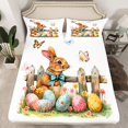 thumbnail image 2 of Feelyou Rustic Rabbit Animal Full Size Sheets for Kids, Happy Easter Bed Sheets, Butterfly Flower Eggs Sheet Sets, Ultra Soft Bedroom Decor, 4-Piece, 2 of 7