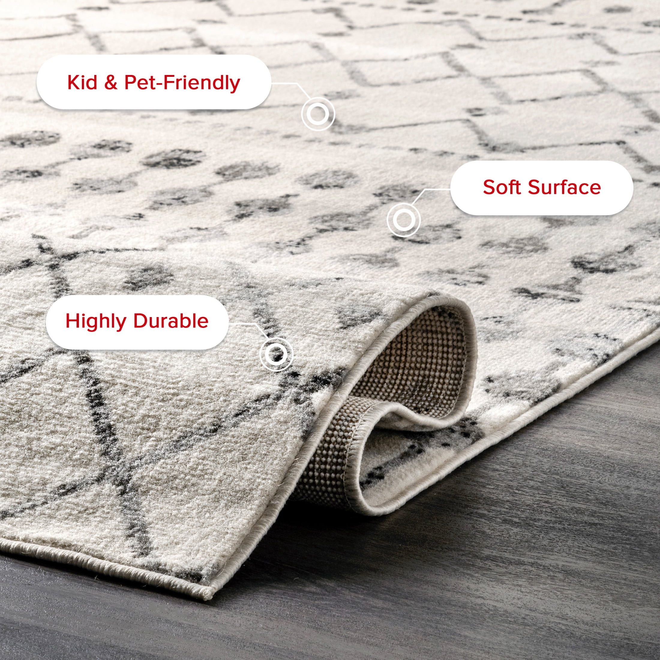 nuLOOM Zola Geometric Moroccan Area Rug, 6' 7" x 9', Zola Grey