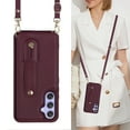 thumbnail image 6 of ELEHOLD Samsung Galaxy A14 5G Wallet Case, Flip Card Slots Magnetic Button Kickstand Function Non-Slip Wristband Crossbody Shoulder Strap for Samsung Galaxy A14 5G Fashion Leather Case,Winered, 6 of 8