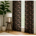 thumbnail image 4 of Vargottam 84 Inch Rod Pocket/Back Tab Cotton Curtains for Windows and Doors- Light Filtering Cotton- Light Filtering Drapes For Doors- Set of 2 Panels, 52"x84"- Botanical Flowers Print (Black), 4 of 8