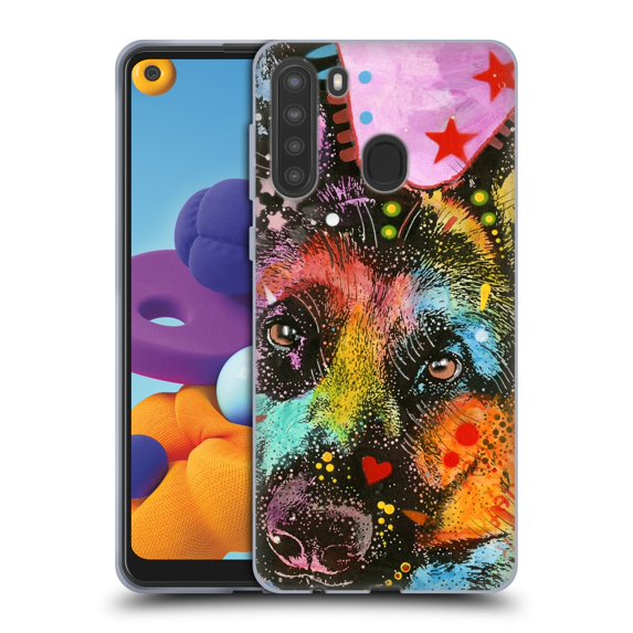 Head Case Designs Officially Licensed Dean Russo Dogs German Shepherd Soft Gel Case Compatible with Samsung Galaxy A21 (2020)