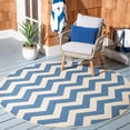 thumbnail image 3 of Safavieh Courtyard Ayden Chevron Indoor/Outdoor Area Rug, Blue/Beige, 5'3" x 5'3" Round, 3 of 8