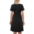 thumbnail image 2 of TARAINYA Summer Women Short Sleeve V-Neck Dresses With Buttons A-Line Pockets Sundresses Casual Knee Travel Beach Dresses, 2 of 7