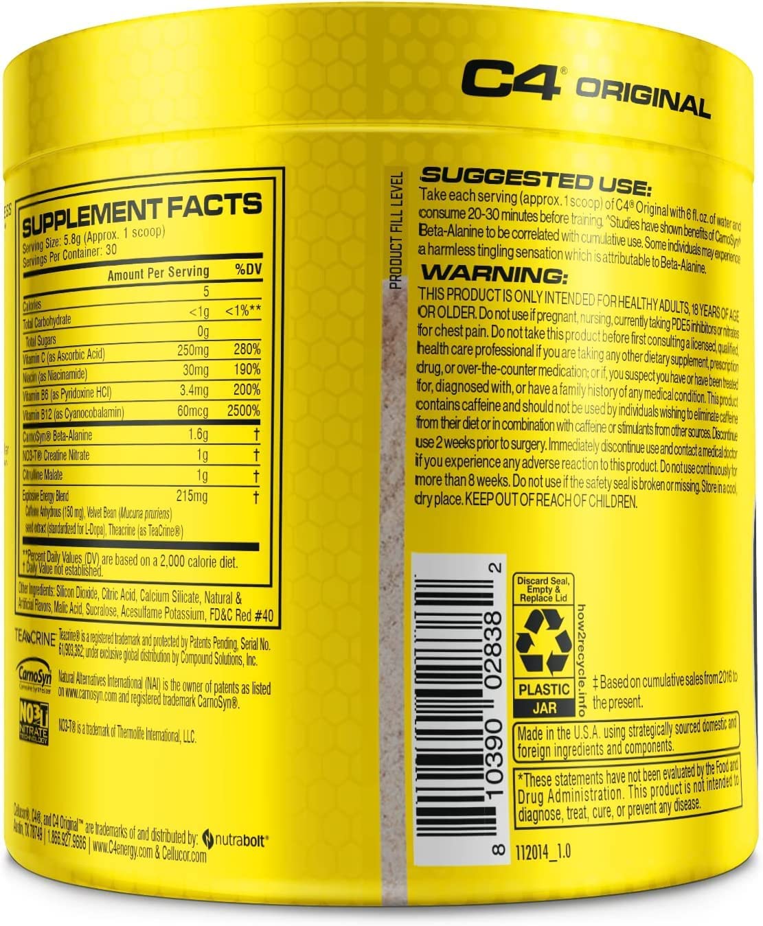 Cellucor | C4 Original Preworkout Powder | Cherry Limeade | Energy & Endurance | Creatine | 30 Servings - image 4 of 8