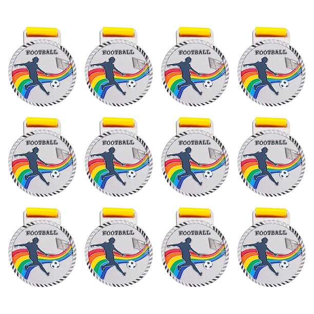 12x Medallas de Fútbol para Premios Premios Premios Metal Equipo Regalos Premios de Participación medalla de plata