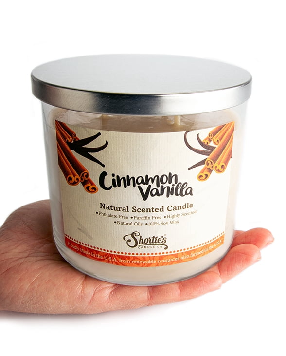 Cinnamon Vanilla Scented 3 Wick Candle - All Natural - Made with 100% Responsibly Sourced Soy and Essential Fragrance Oils - Phthalate & Paraffin Free, Vegan, Non-Toxic