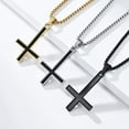 thumbnail image 4 of PAMTIER Unisex Stainless Steel Personality Rock Smooth Inverted Cross Pendant Amulet Crucifix Necklace Hip Hop Non-mainstream Gold 23.6" Chain, 4 of 5