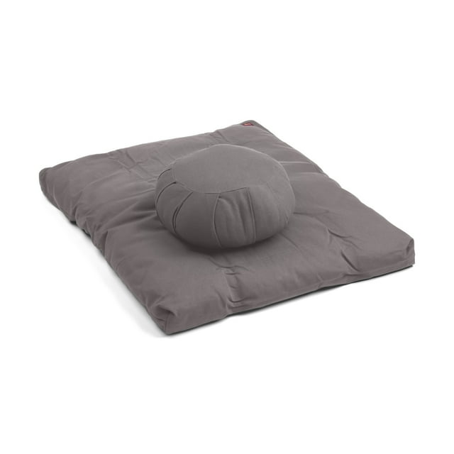 Kit de Méditation - Zabuton et Zafu Rond en Coton - 2 Pcs - Yogavni (Gris)