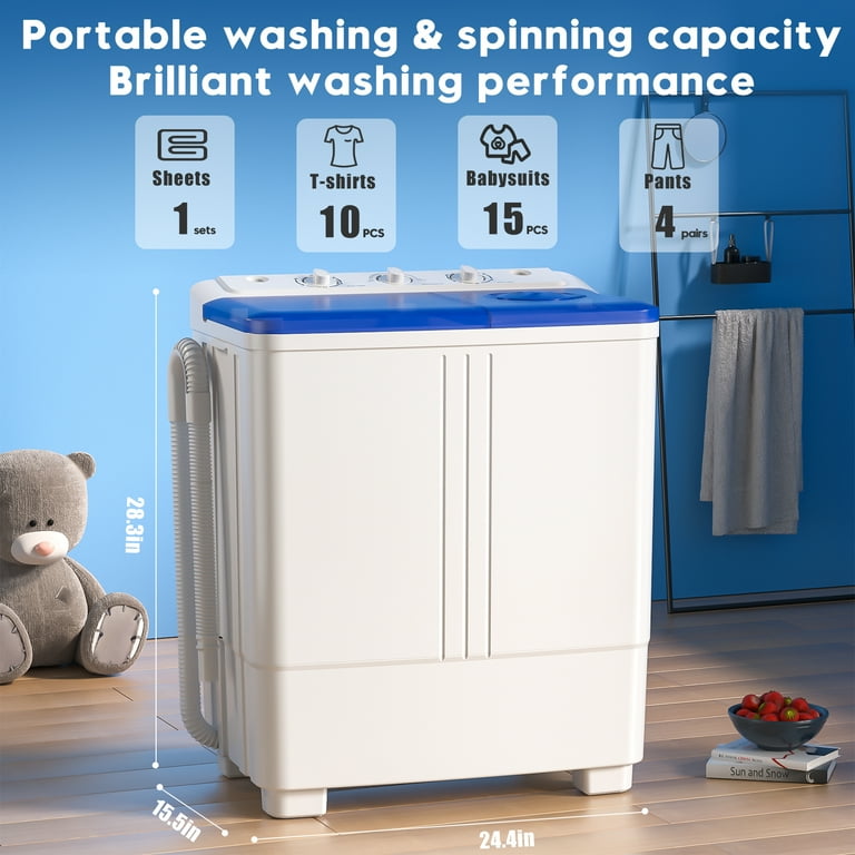Auertech Portable 20lbs Twin Tub Washer with Drain Pump - Walmart.com