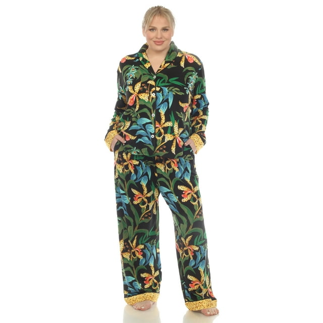 White Mark Pyjama 2 Pcs pour Femmes à Imprimé de Fleurs Sauvages