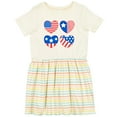 thumbnail image 3 of Inktastic Fourth of July American Flag Hearts Girls Toddler Dress, 3 of 5