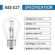 thumbnail image 2 of E27 A55 Dimmable Halogen Bulb 42W 650LM Warm White 2700K, AC 220-240V Glass Lighting, Pack of 5, 2 of 5