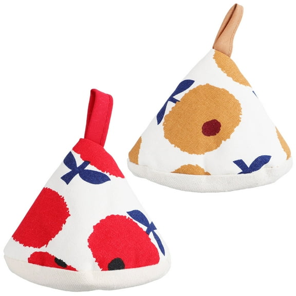 HOOWIFFY 2Pcs Triangle Cotton Pot Cover Protectors for Hot Dishes Handling