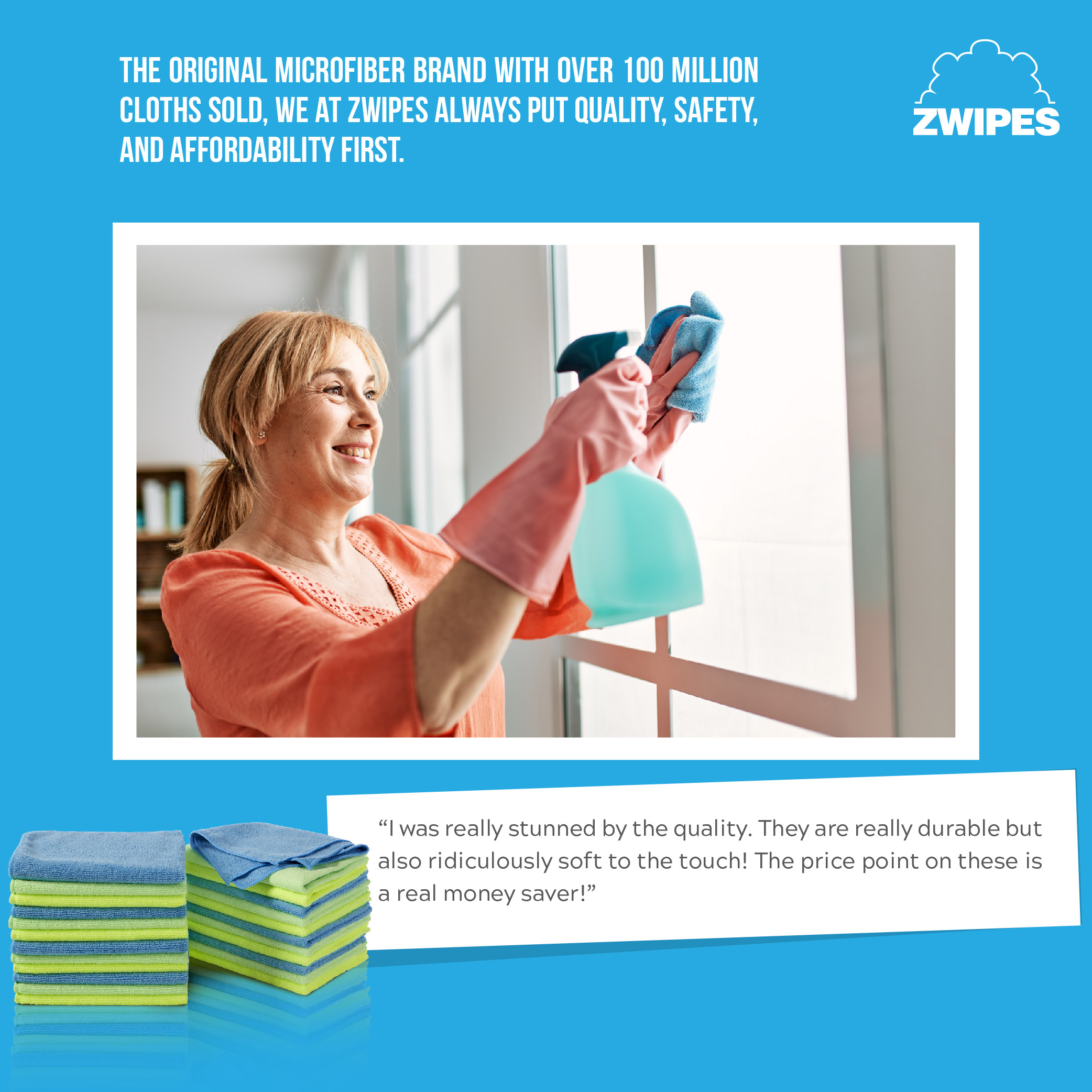 Zwipes Microfiber Cleaning Cloths, 12-Pack Multicolor photo 5
