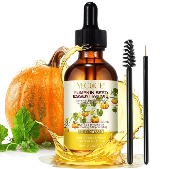 Yecuce Pumpkin Seed Oil, Cold Pressed Carrier Oil for Hair, Skin & Body Care, Aromatherapy Massage Oil, 60ml / 2.02 fl oz