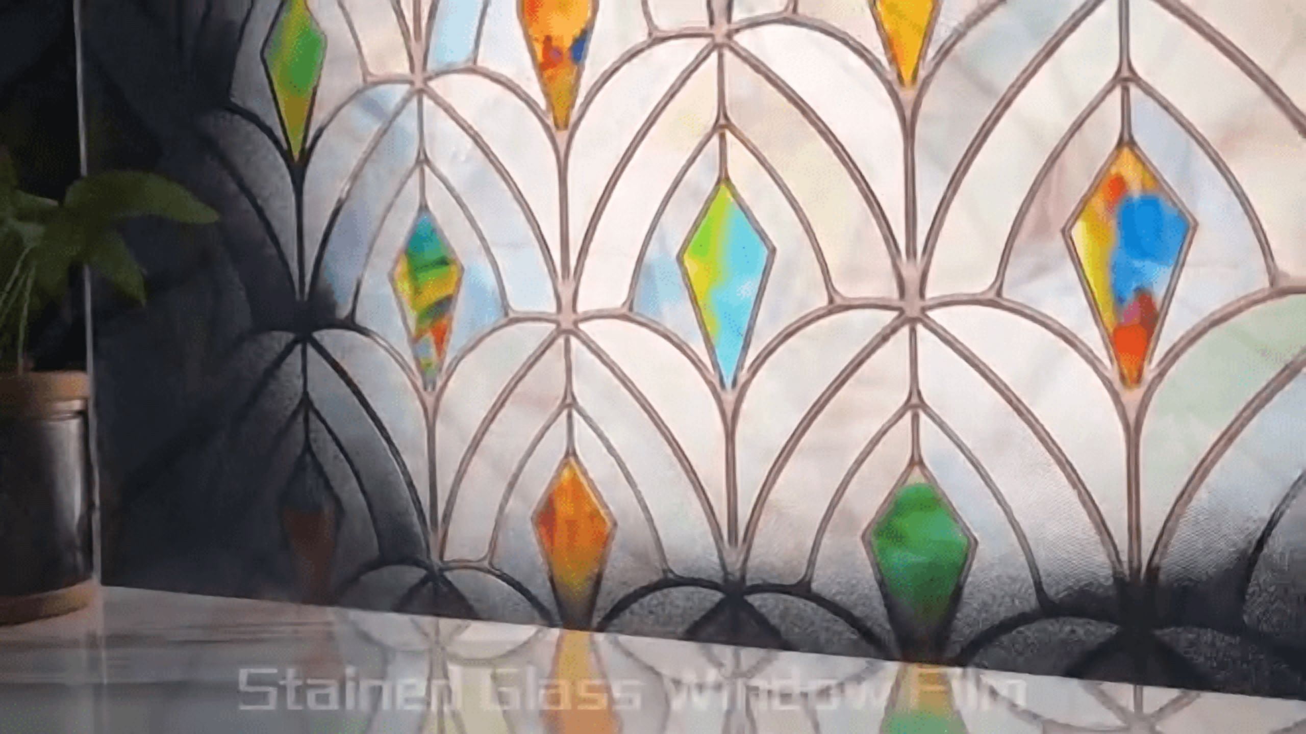 Fancy-Fix Stained Window Film, Decorative Window Film for Home, Privacy , Sun Blocking Heat Control,Static Cling, Malachite 23.6 x 35.4inch