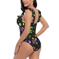 thumbnail image 5 of Yiaed Mardi Gras Carnival4 Print Women's Ruffled One Piece Swimsuit V Neck Swimwear Slimming Monokini for Woman-Small, 5 of 8
