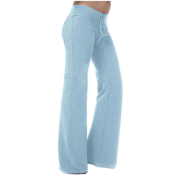 Sweatpants Women New Women Workout out Trouser Leggings Stretch Waist Pocket Yoga Gym Loose Pants Style B-14 Sky Blue S