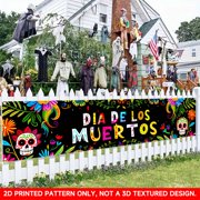 1 PC, 2D Flat/ Flat art decorative banner decoration, Day of the Dead skull design pattern, 78.8x17.7 inches (200x45cm), universal daily wall decoration, elegant daily front door decoration, party ba