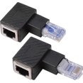 thumbnail image 1 of 2pcs 90 Degree Ethernet Adapter Right+Left Angle RJ45 Plug to Socket Adapter Shielded Network Patch Connection Compatible with Cat5 Cat6, 1 of 5