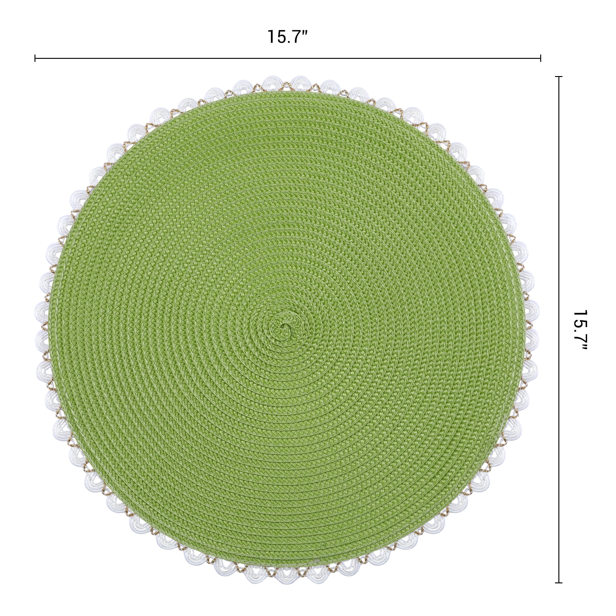 Unique Bargains Round Placemats Set of 6 Woven Table Mats Grass Green 15.7x15.7inch