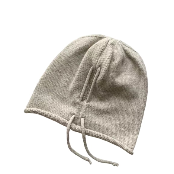 UTSJKR Women's Fleece Lined Drawstring Beanie, Warm Adjustable Ribbed Knit Cap Cold Weather Outdoor Sport Beige