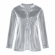 thumbnail image 5 of Ropa de otoño para mujer,Blusa tipo túnica de terciopelo con cuello en V para mujer, manga larga, corte holgado, abertura frontal con hebilla y bolsillo, tela de poliéster, sopatenor, 5 of 9