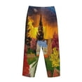 thumbnail image 3 of Lsque Fall Village Scenery Print Women's Pajama Pants, Lounge Pant - Comfortable Home Wear,Elastic Waistband, Stylish Design-Small, 3 of 9