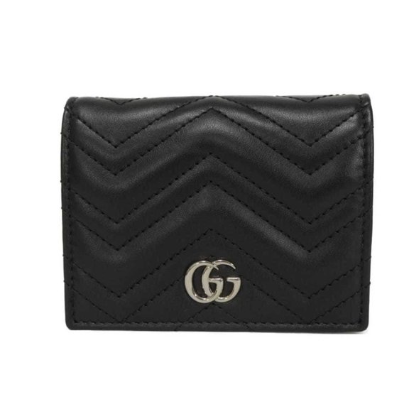 Pre-Owned Gucci Double G Mini Wallet with Chevron Quilted Stitching and GG Marmont Design,...
