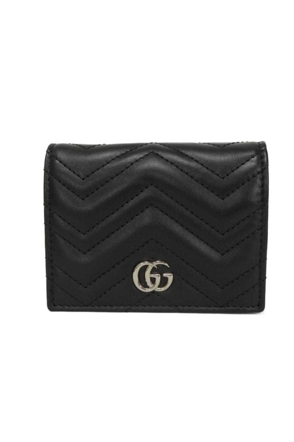 Pre-Owned Gucci Double G Mini Wallet with Chevron Quilted Stitching and GG Marmont... (Good)
